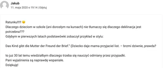 Komentarz Jakuba o wyjaśnieniach gramatyki